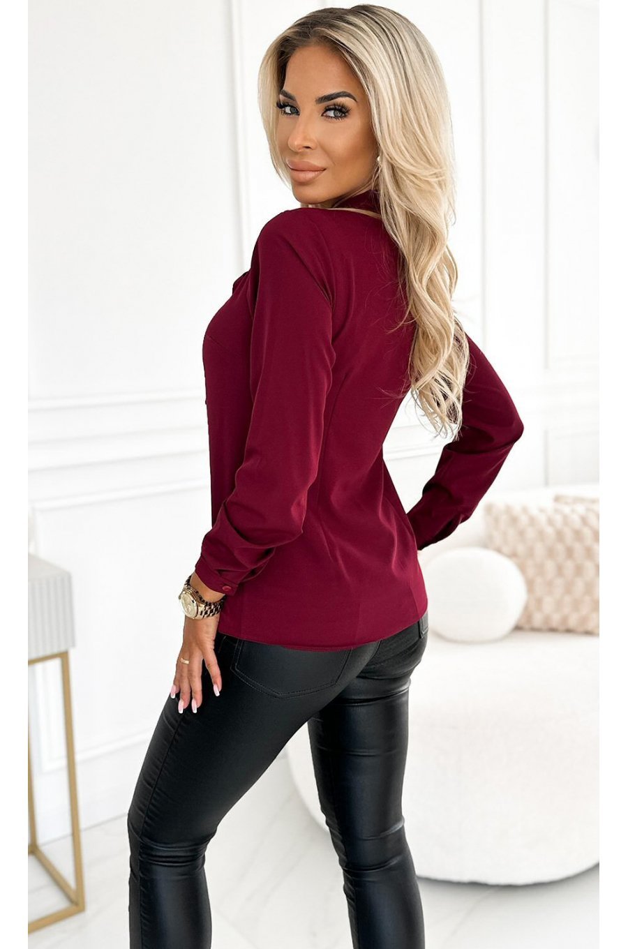 Bluza dama eleganta, vascoza, burgundy, cu maneca lunga, Ivana Bluza dama eleganta, vascoza, burgundy, cu maneca lunga, Ivana 2 - jojofashion.ro