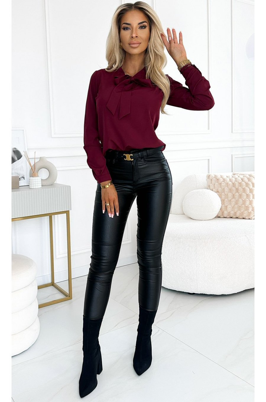 Bluza dama eleganta, vascoza, burgundy, cu maneca lunga, Ivana Bluza dama eleganta, vascoza, burgundy, cu maneca lunga, Ivana 3 - jojofashion.ro