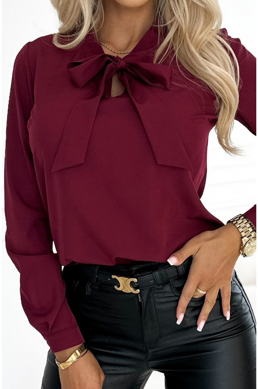 Bluza dama eleganta, vascoza, burgundy, cu maneca lunga, Ivana Bluza dama eleganta, vascoza, burgundy, cu maneca lunga, Ivana 4 - jojofashion.ro