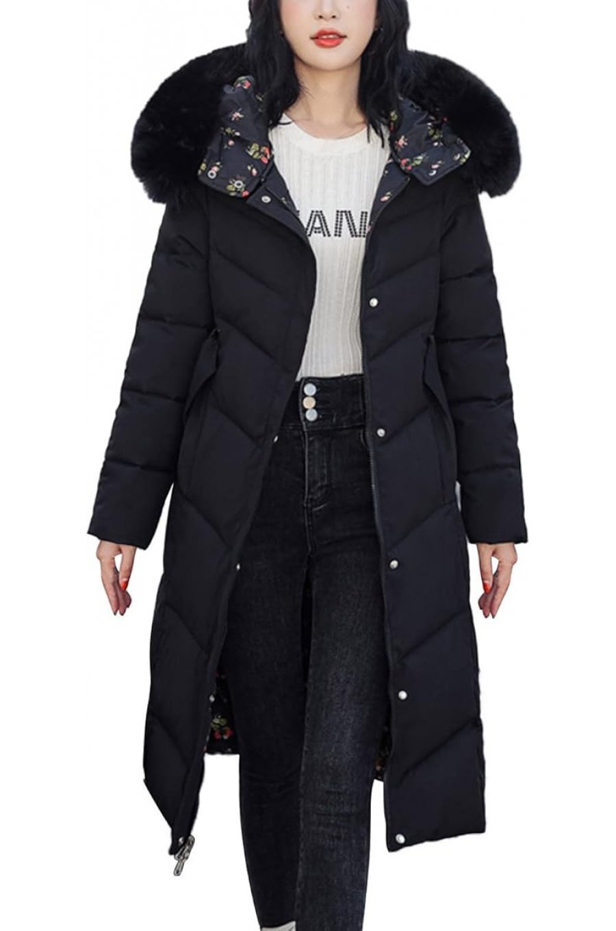 Geaca dama de iarna cu doua fete, neagra, parka, cu gluga si blanita, Fargo 1 - jojofashion.ro