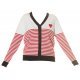 Pulover cardigan alb cu dungi rosii Ailbhe Pulover cardigan alb cu dungi rosii Ailbhe 5 - jojofashion.ro