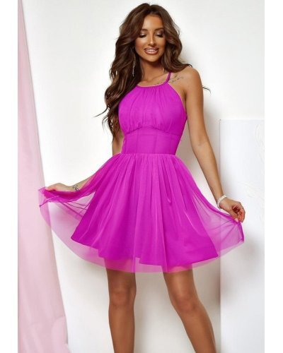 Rochie baby doll scurta din tule roz fucsia SindiW Rochii cununie civila, Rochie baby doll scurta din tule roz fucsia SindiW - jojofashion.ro