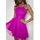 Rochie baby doll scurta, din tule roz fucsia, SindiW 5 - jojofashion.ro