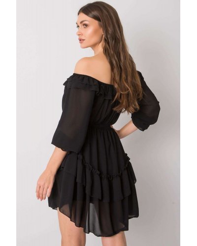 Rochie baby doll neagra cu volane vaporoasa Demyra1 Rochii de zi, Rochie baby doll neagra cu volane vaporoasa Demyra1 - jojofashion.ro
