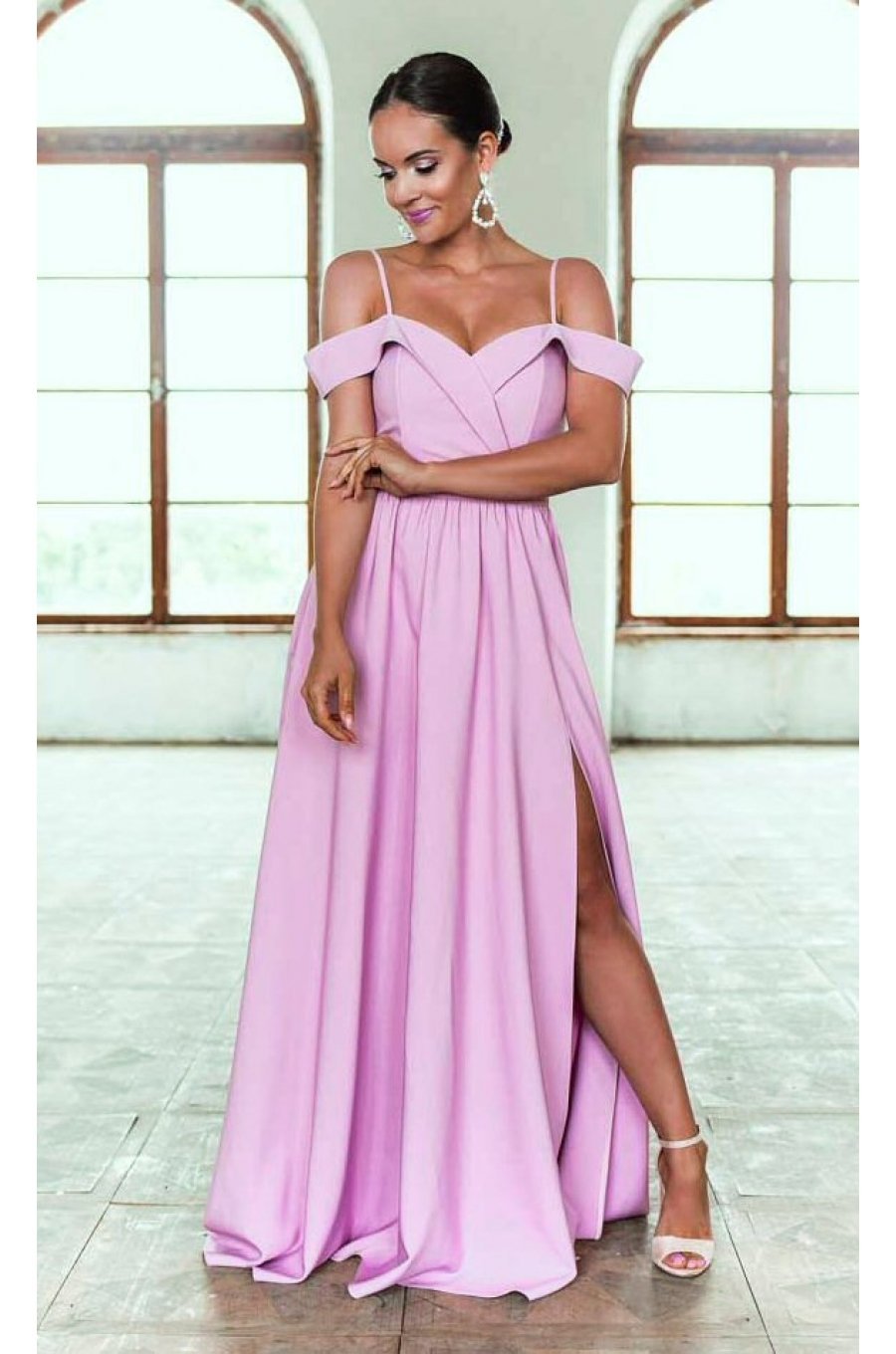 Rochie de ocazie eleganta lunga lila lavanda Kosmina 1 - jojofashion.ro