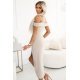 Rochie midi bej cu umerii goi CallieN Rochie midi bej cu umerii goi CallieN 3 - jojofashion.ro