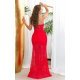 Rochie lunga rosie mulata din dantela cu bust corset Camy 4 - jojofashion.ro