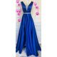 Rochie lunga albastra din tafta Carra 5 - jojofashion.ro