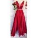 Rochie lunga rosie din tafta Carra 2 - jojofashion.ro