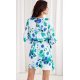 Rochie de zi scurta, ecru cu flori blue menta, cu maneca lunga,  Safye 4 - jojofashion.ro