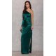 Rochie lunga din satin verde smarald mulata cu o singura maneca EdithR 4 - jojofashion.ro