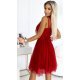Rochie eleganta baby doll scurta, din tulle, rosie, in clos, Amirah 3 - jojofashion.ro