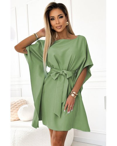 Rochie midi croi fluture kaki oversize Butterfly Rochii de zi, Rochie midi croi fluture kaki oversize Butterfly - jojofashion.ro