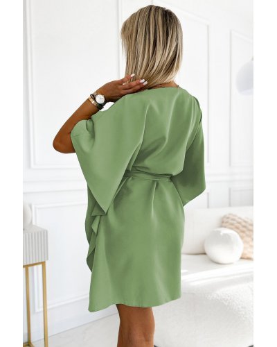 Rochie midi croi fluture kaki oversize Butterfly Rochii de zi, Rochie midi croi fluture kaki oversize Butterfly - jojofashion.ro