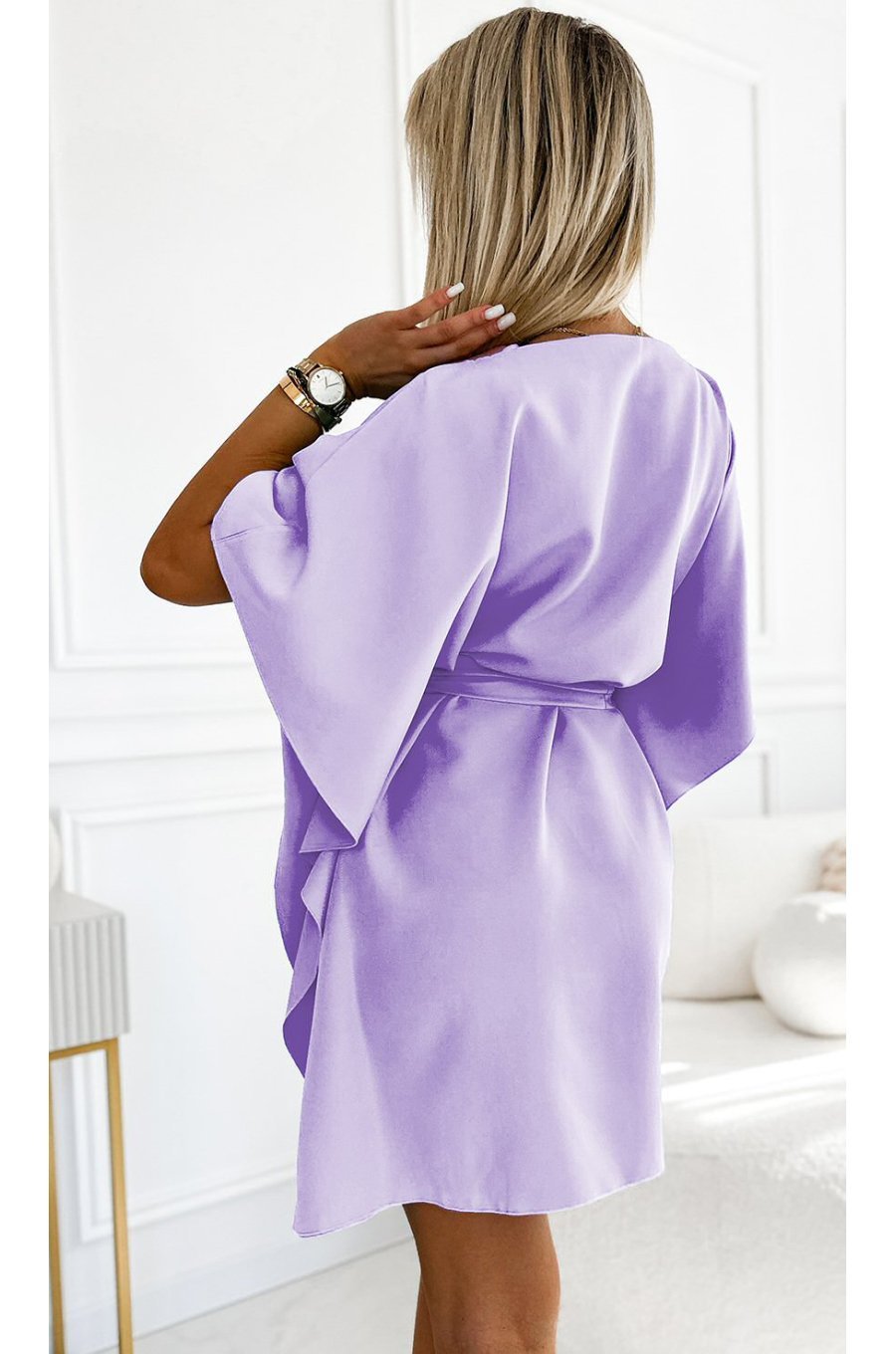 Rochie midi lila lavanda vaporoasa croi fluture Butterfly  2 - jojofashion.ro