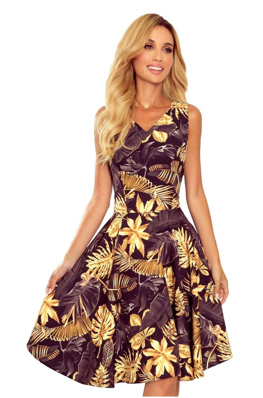 Rochie midi neagra cu flori galbene retro Lona Rochie midi neagra cu flori galbene retro Lona 1 - jojofashion.ro