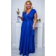 Rochie marime mare eleganta, lunga, albastra din brocard, NataliaB 2 - jojofashion.ro