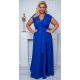 Rochie marime mare eleganta, lunga, albastra din brocard, NataliaB 3 - jojofashion.ro
