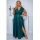 Rochie marime mare eleganta, lunga, verde, din brocard, petrecuta, NataliaB 4 - jojofashion.ro
