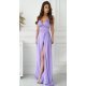 Rochie lunga din satin lila fluida Aleeza 2 - jojofashion.ro