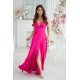 Rochie lunga din satin roz fucsia Aleeza 2 - jojofashion.ro