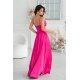 Rochie lunga din satin roz fucsia Aleeza 3 - jojofashion.ro