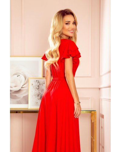 Rochie lunga eleganta rosie fluida Tasha Rochii lungi, Rochie lunga eleganta rosie fluida Tasha - jojofashion.ro