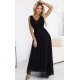 Rochie eleganta lunga neagra din brocard vaporoasa petrecuta Melania 2 - jojofashion.ro