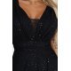 Rochie eleganta lunga neagra din brocard vaporoasa petrecuta Melania 4 - jojofashion.ro