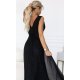 Rochie eleganta lunga neagra din brocard vaporoasa petrecuta Melania 5 - jojofashion.ro
