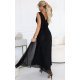Rochie eleganta lunga neagra din brocard vaporoasa petrecuta Melania 3 - jojofashion.ro