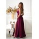 Rochie eleganta lunga satin burgundy cu bust tip corset Saphira 4 - jojofashion.ro
