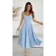 Rochie midi eleganta bleu vaporoasa cu umerii goi Fabiola 2 - jojofashion.ro