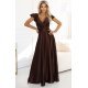 Rochie lunga din satin maro ciocolata Cristaliza 2 - jojofashion.ro