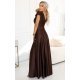 Rochie lunga din satin maro ciocolata Cristaliza 3 - jojofashion.ro