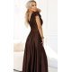 Rochie lunga din satin maro ciocolata Cristaliza 5 - jojofashion.ro