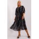 Rochie marime mare midi, neagra cu print alb, Dianna 2 - jojofashion.ro