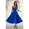 Rochie midi in clos albastra cu umerii goi vaporoasa Fabiola