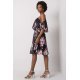 Rochie midi neagra cu flori roz cu volane si umeri goi Janett 3 - jojofashion.ro