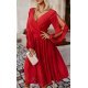 Rochie rosie midi din voal vaporoasa cu maneca lunga Melen 5 - jojofashion.ro