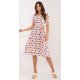 Rochie roz nude cu floricele, cu maneca trei sferturi Arissa 2 - jojofashion.ro