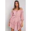 Rochie babydoll roz pal cu volane vaporoasa Demyra