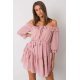 Rochie babydoll roz pal cu volane vaporoasa Demyra 4 - jojofashion.ro