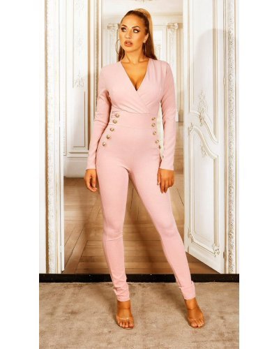 Salopete dama, Salopeta eleganta roz mulata Axena - jojofashion.ro