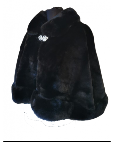 Capa dama din blana eco neagra Olga Geci dama, Capa dama din blana eco neagra Olga - jojofashion.ro