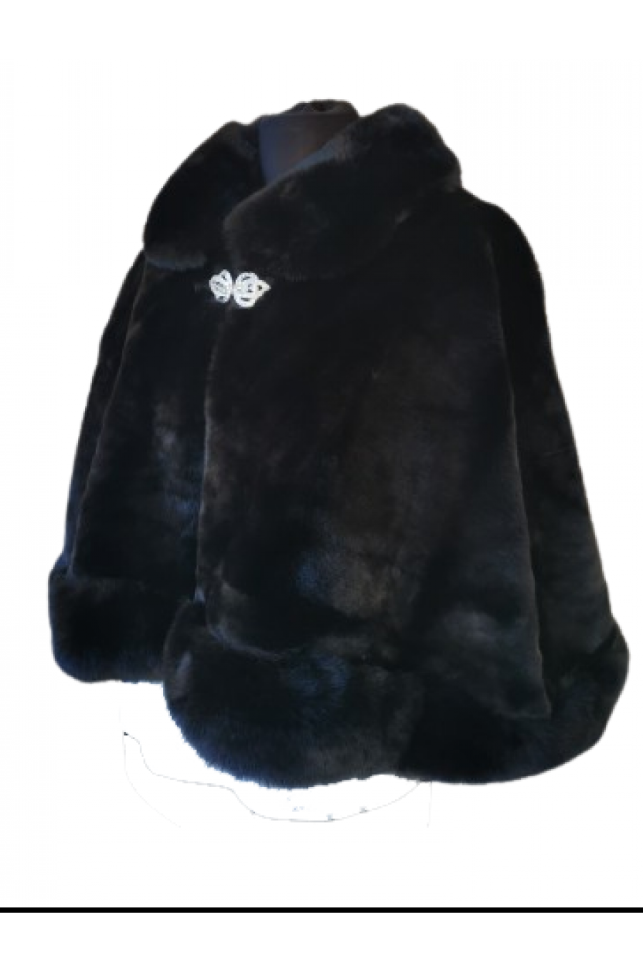 Capa dama din blana eco neagra Olga 2 - jojofashion.ro