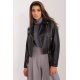 Geaca dama biker scurta, din piele eco, neagra, cu fermoar si catarama, Rohana 2 - jojofashion.ro