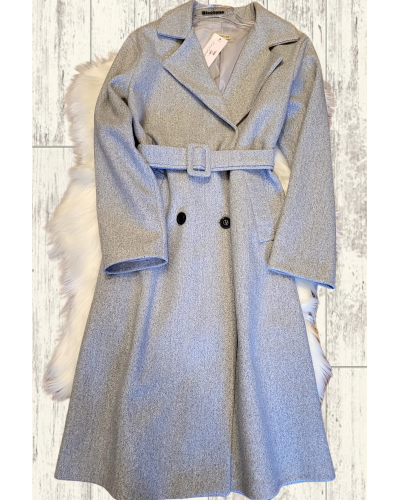 Palton dama elegant gri office cu buznare Signora - jojofashion.ro