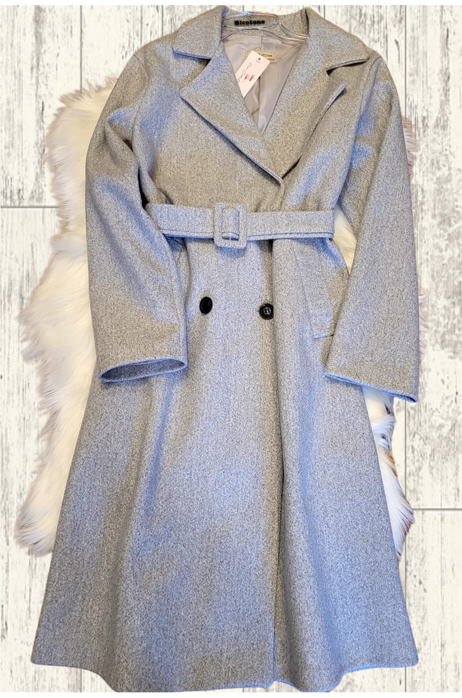 Palton dama elegant gri office cu buznare Signora 1 - jojofashion.ro