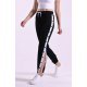 Pantaloni trening dama, negri cu dunga alba, din bumbac, cu capse pe picior, Leah 2 - jojofashion.ro